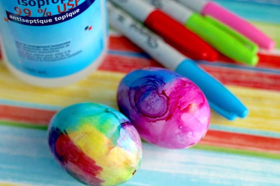 Rubbing alcohol eggs and sharpies