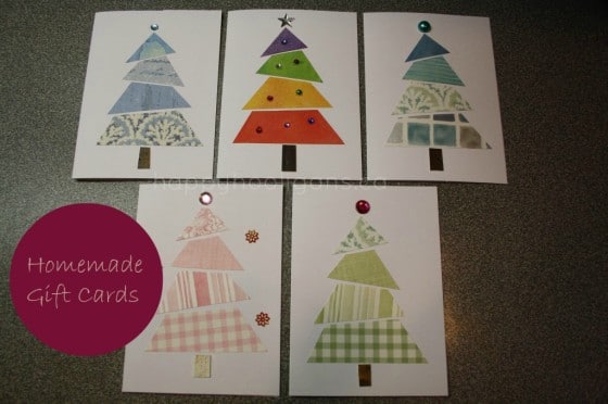 homemade cards made with fabric scraps and wallpaper samples