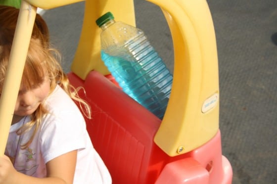 preschooler in coup car