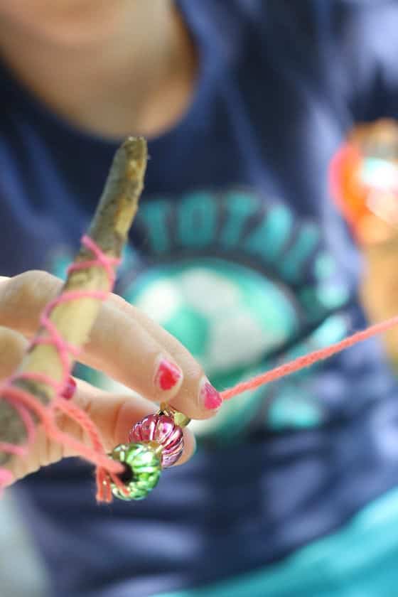 close up stick wrapped with yarn 