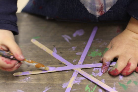 painting craft stick snowflake ornament