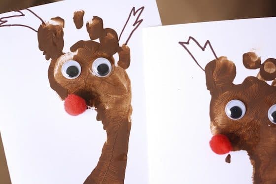 footprint Rudolph Christmas cards