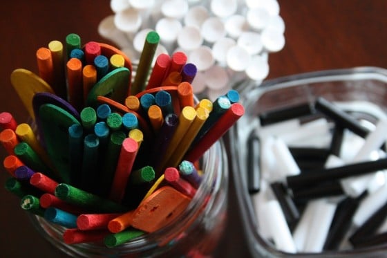 golf tees and crafts sticks for constructing with styrofoam