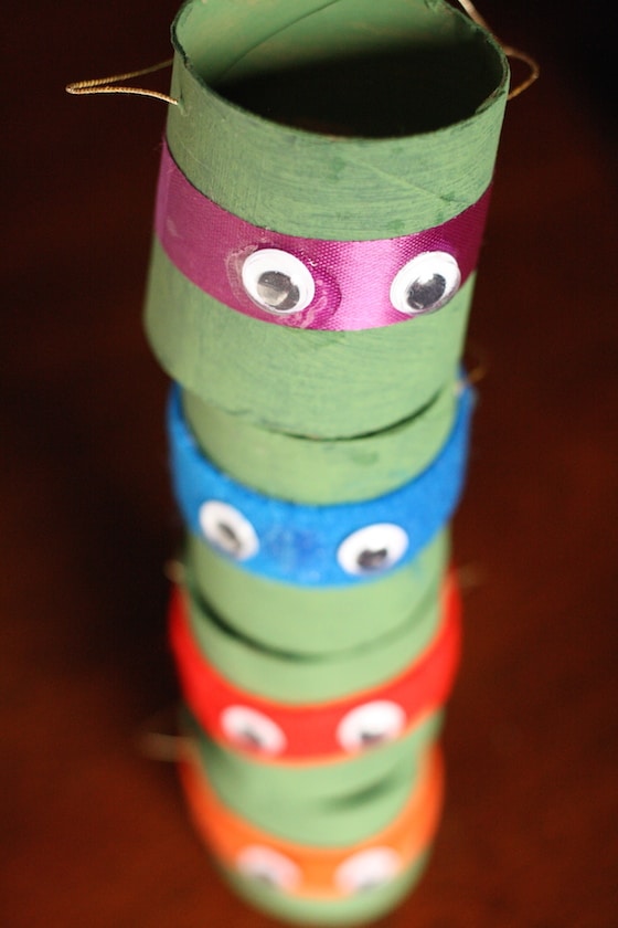 Stack of TMNT toilet roll ornaments 