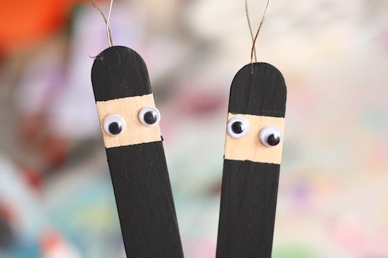 popsicle stick ninjas with googly eyes