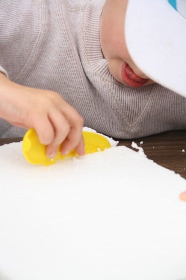 cutting styrofoam with a playdoh knife