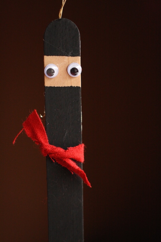 Popsicle Stick Ninja with Red Belt