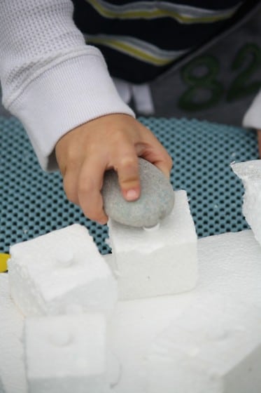 rocks for hammering golf tees into styrofoam 