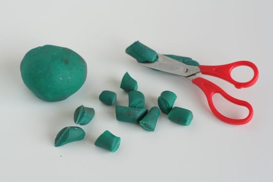 cutting play dough for scissor exercises for children