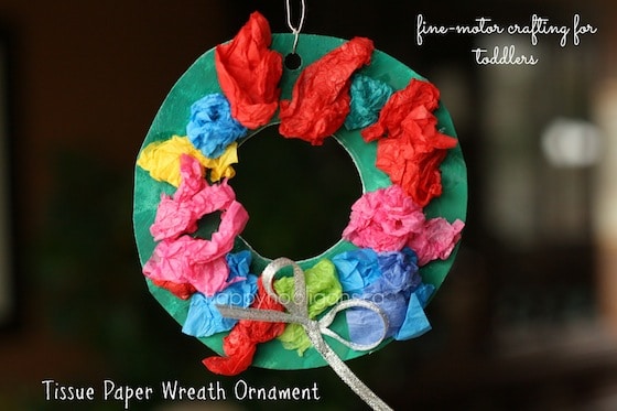 tissue paper wreath ornament