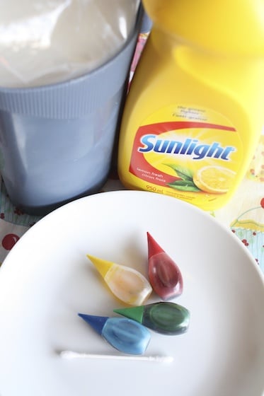 milk-dish soap - food colouring