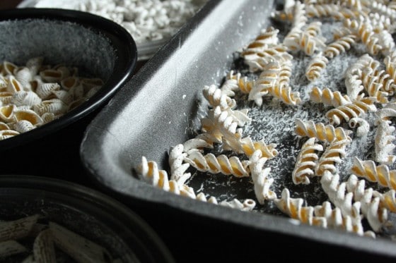 Dry pasta painted white to look like bones