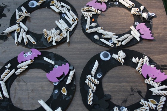 4 spooky halloween wreaths made by toddlers