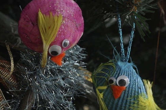 homemade christmas ornaments from seashells