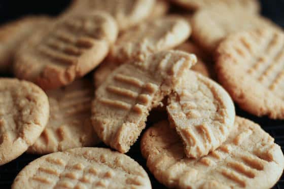 Soft and chewy peanut butter cookies right out of the oven