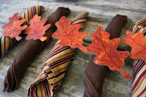 Fall leaf napkin ring craft for kids