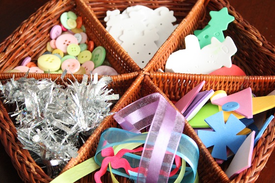 crafty odds and ends for decorating cardboard gingerbread house