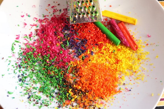 Grated Crayons for making fall tree art