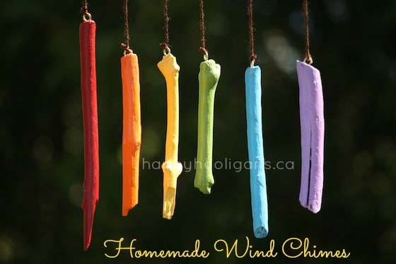 homemade wind chimes with painted sticks