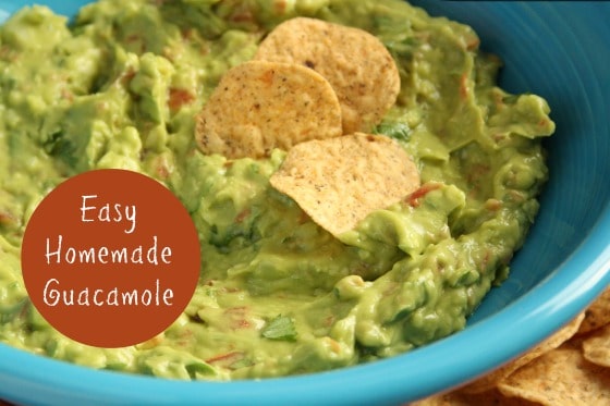 bowl of guacamole dip with tortilla chips