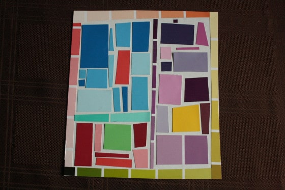 kids mosaic art with paint chip samples square