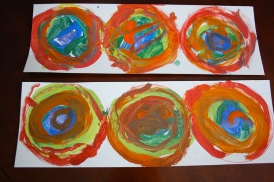 toddler painted rainbows