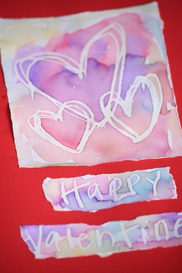 WAX RESIST Valentines cards for kids to make