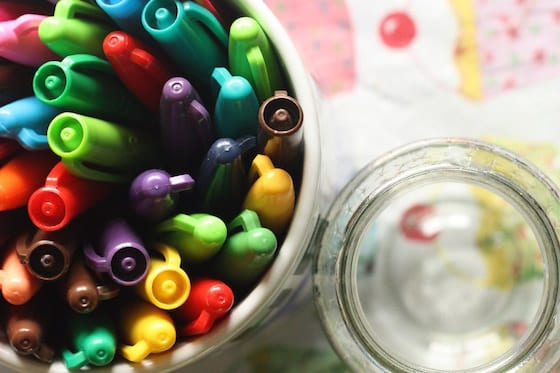 sharpie markers and a jar