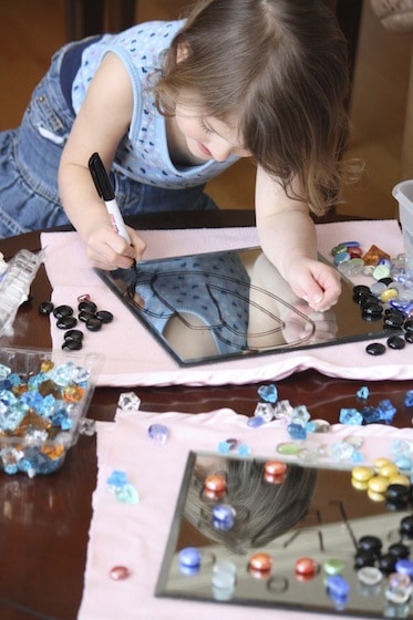 drawing on a mirror with a dry erase marker