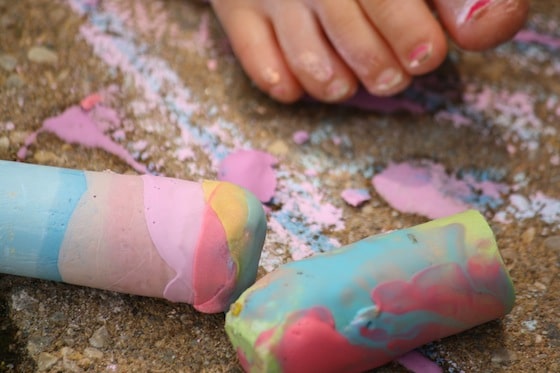 chalk dipped in sidewalk paint