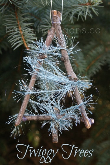 Twig tree ornaments for kids to make