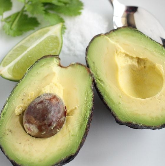 avocado with salt lime and cilantro