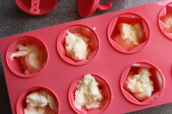 vanilla ice cream in ice pop tray