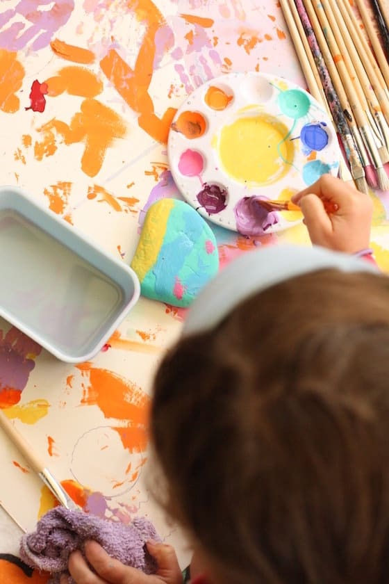 painting rocks to make paper weights