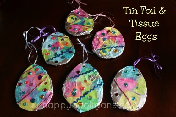 tin foil and tissue Easter eggs 