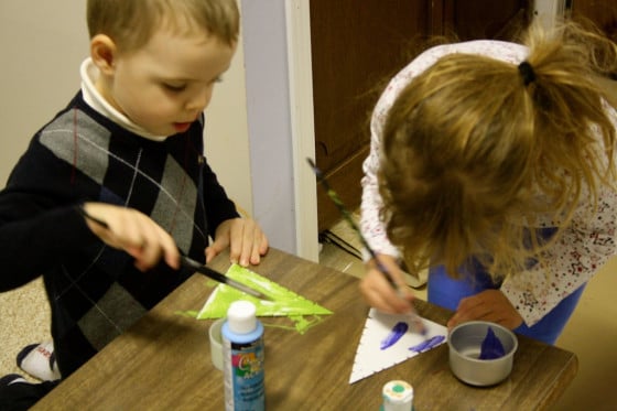 painting the wool wrapped tree ornaments