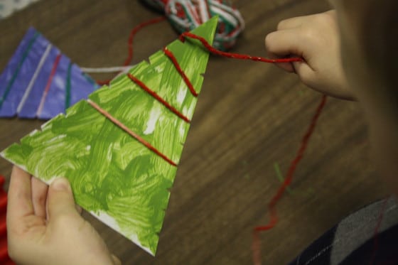 wrapping the wool wrapped ornaments