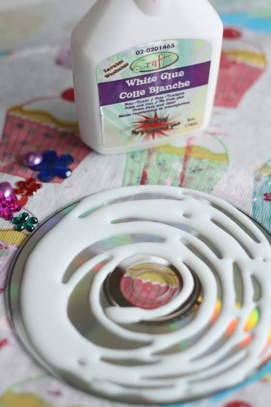 glue swirled on a cd