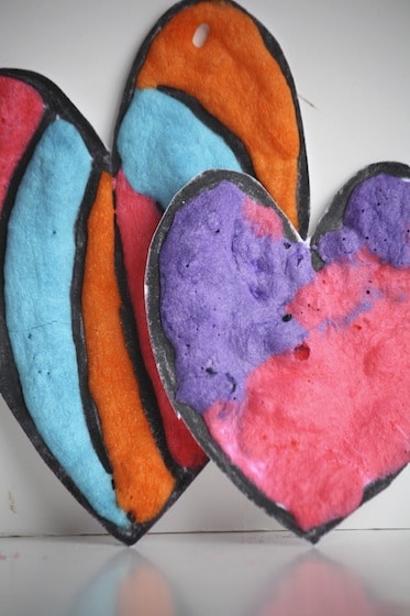 Puffy Paint Valentines Hearts for garlands or ornaments 