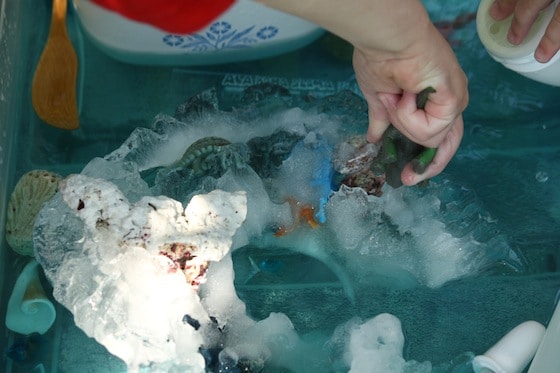 freeing the last of the items from the block of ice