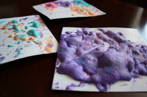 3 homemade puff paint projects by preschoolers