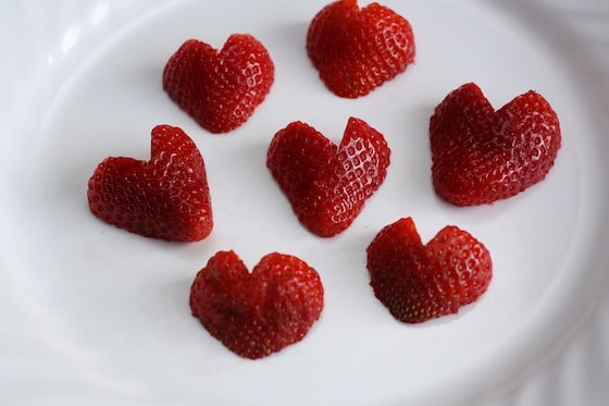 heart-shaped strawberries