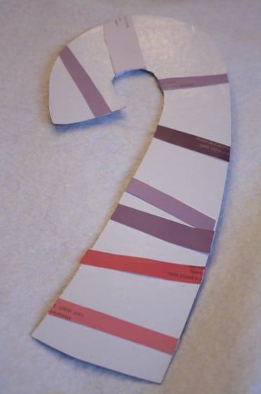 candy cane with pink and purple paint chip samples