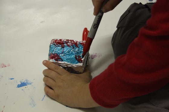 colouring foil with markers for foil wrapped ornaments