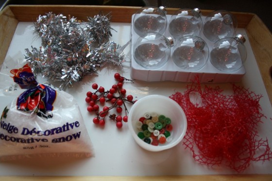 supplies for kids to fill clear glass christmas ornaments