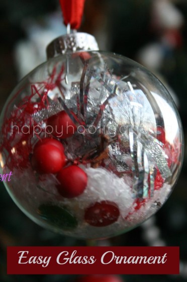 clear glass christmas balls filled by toddlers