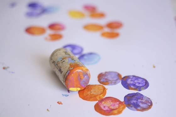 stamping a flower with a single cork