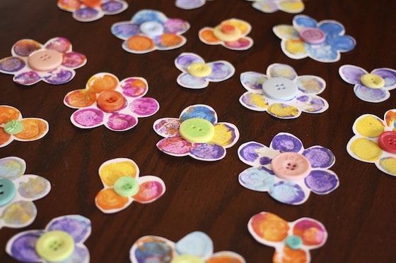 table full of cork stamped flowers