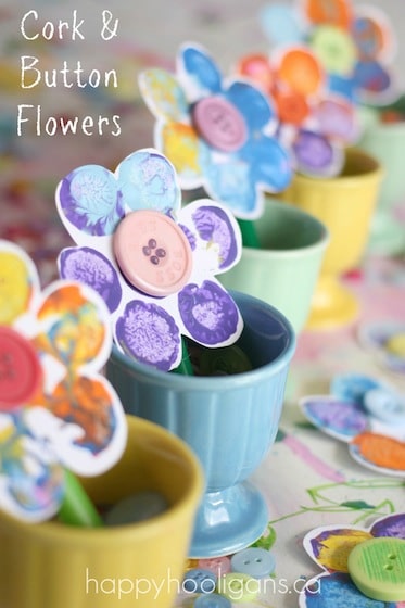 Spring flower craft for kids - stamping with corks - happy hooligans 