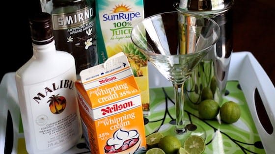 Ingredients for Key Lime Pie Martini